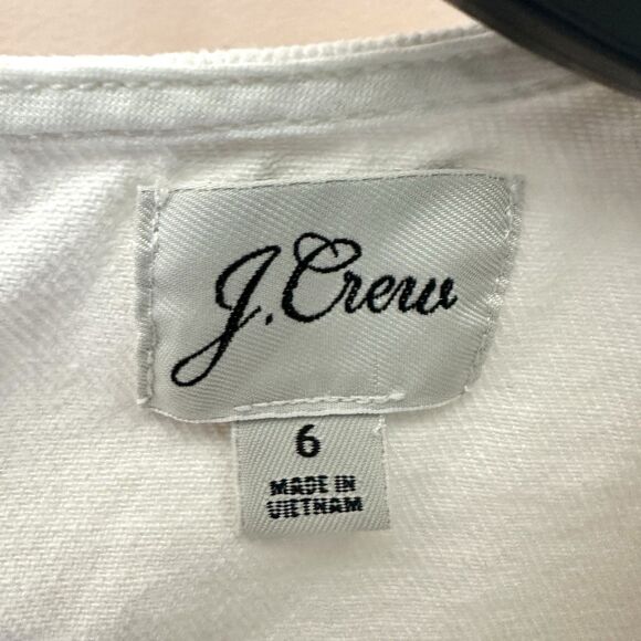 J Crew Women's Denim Dress 6 Sleeveless White Pockets Shift Midi Preppy Retro - Picture 2 of 5